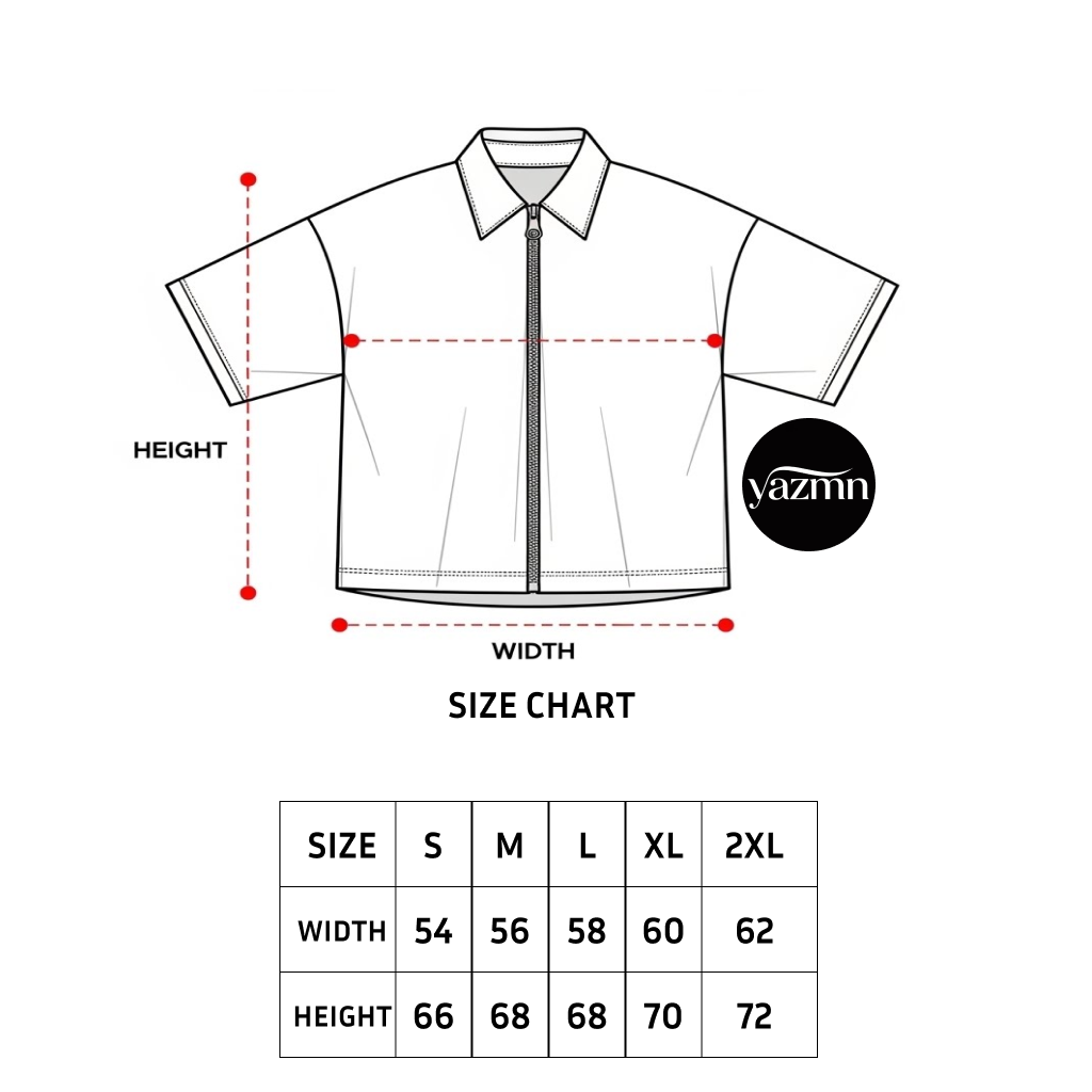 YAZMN boxy workshirt size chart